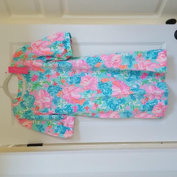 Lilly Pulitzer Cayce Dress in Surf Blue Luscious Lions - Picture 4 of 16